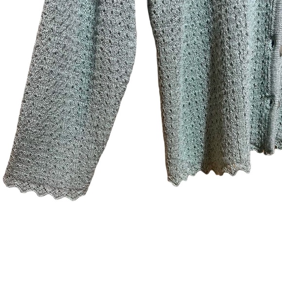 Sage Green Cardigan With Crochet Trim - Picture 2 of 3